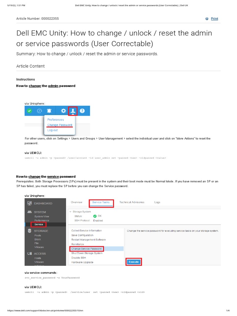 Dell EMC Unity How To Change Unlock Reset The Admin or Service