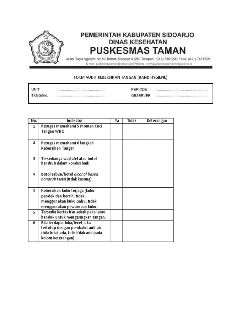 Audit Hand Hygiene PDF