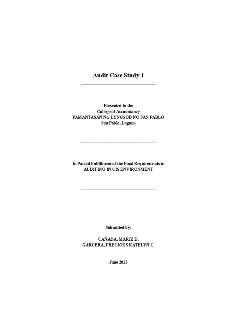 Cañada-Garcera Audit Case Study | PDF | Financial Audit | Audit
