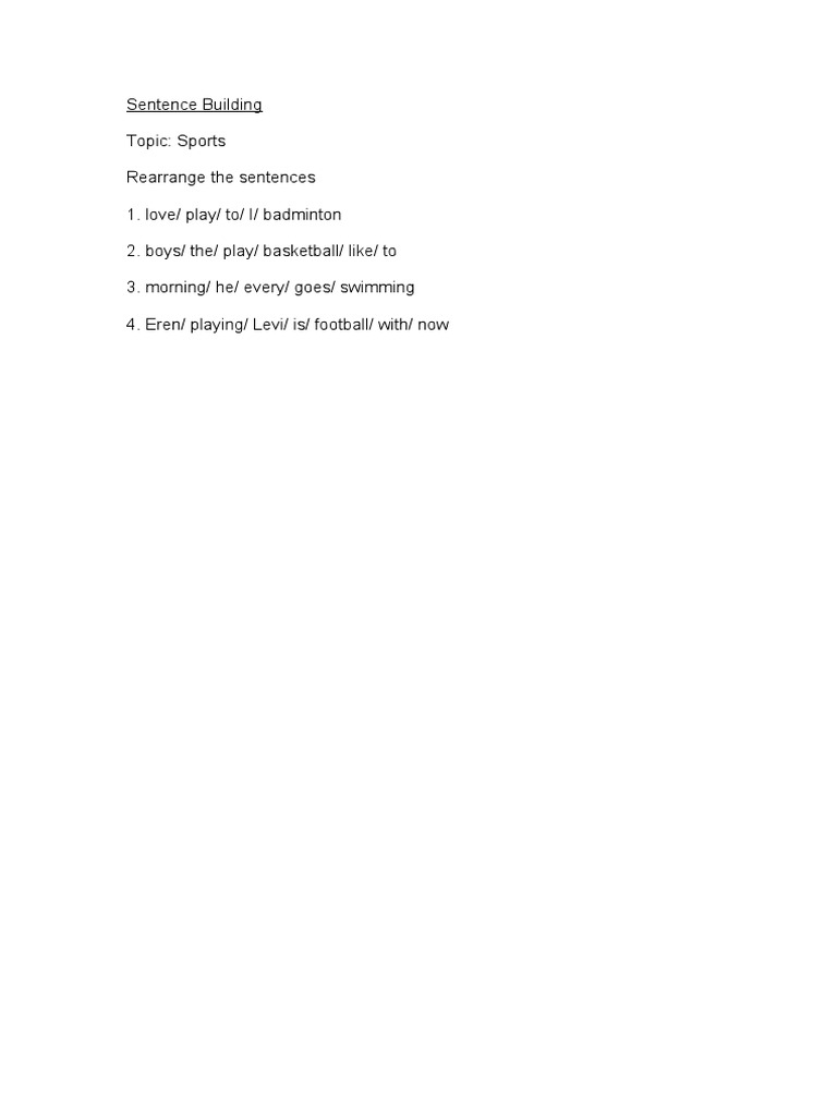 Rearranging Sentence Sports Sentence Building | PDF