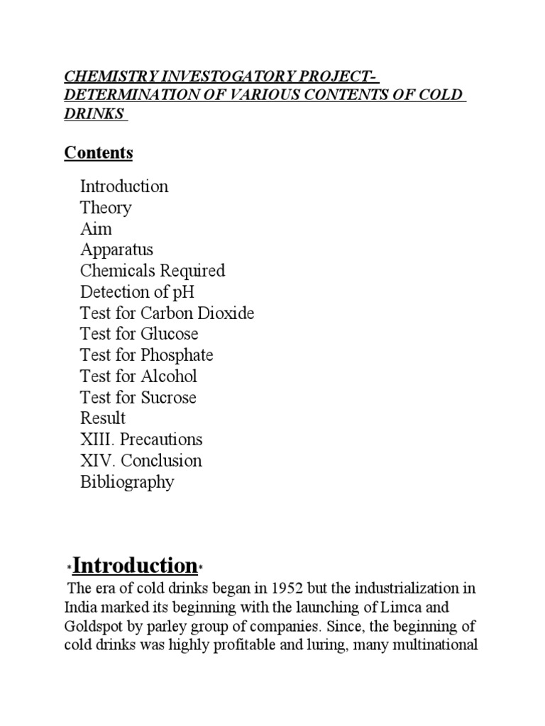 Analysis of Cold Drink Contents | PDF | Chemistry | Chemical Substances