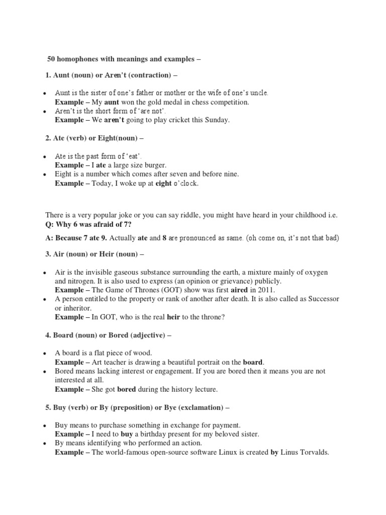 50 Homophon PDF Adjective Chili Pepper