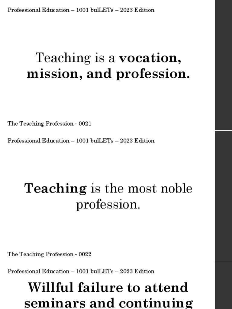 Profed 1001 Bullets 2023 Edition - The Teaching Profession - 0021-0025 ...