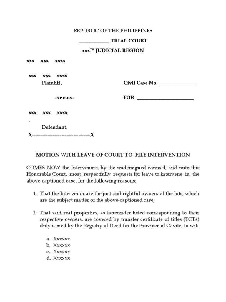 Motion To Intervene With Leave of Court - Rowenta | PDF | Intervention ...