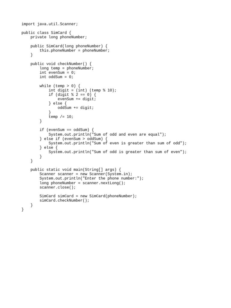 Sim Card Code Java | PDF