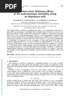 Boundary Layer Thickness Effects of The Hydrodynamic Instability Along An Impedance Wall