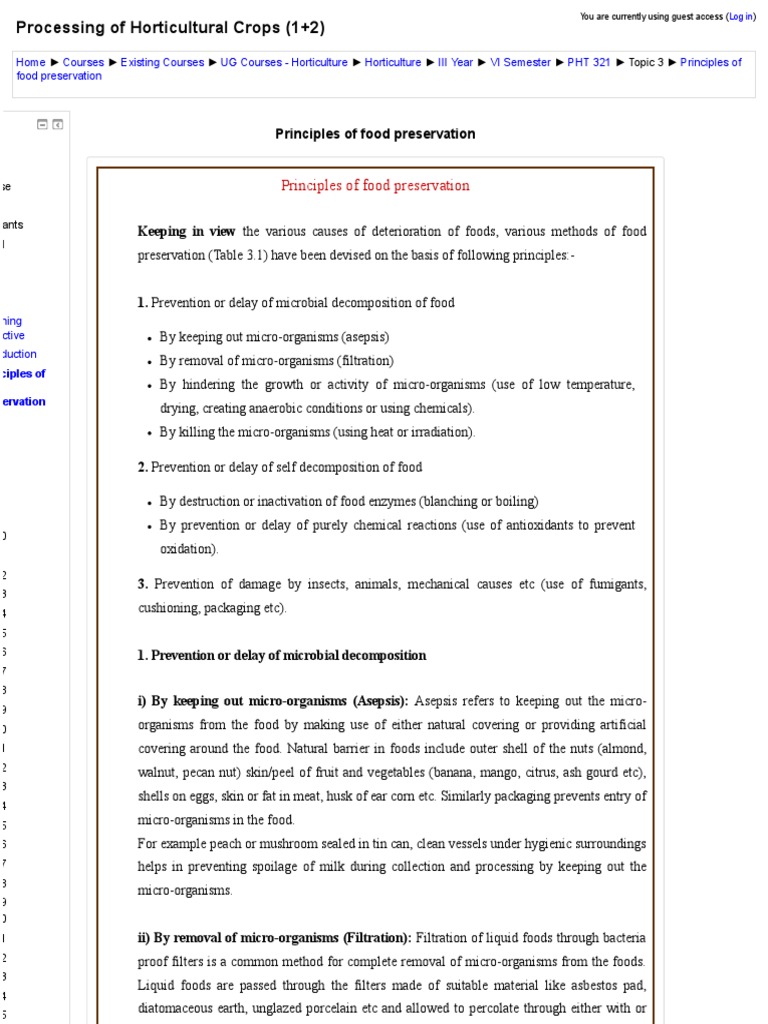 Principles of Food Preservation | PDF | Food Preservation | Pressure ...