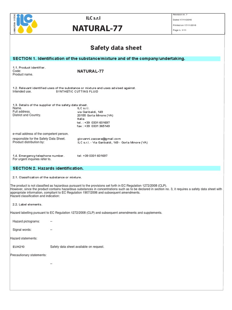 Natural 77 en | PDF | Toxicity | Personal Protective Equipment