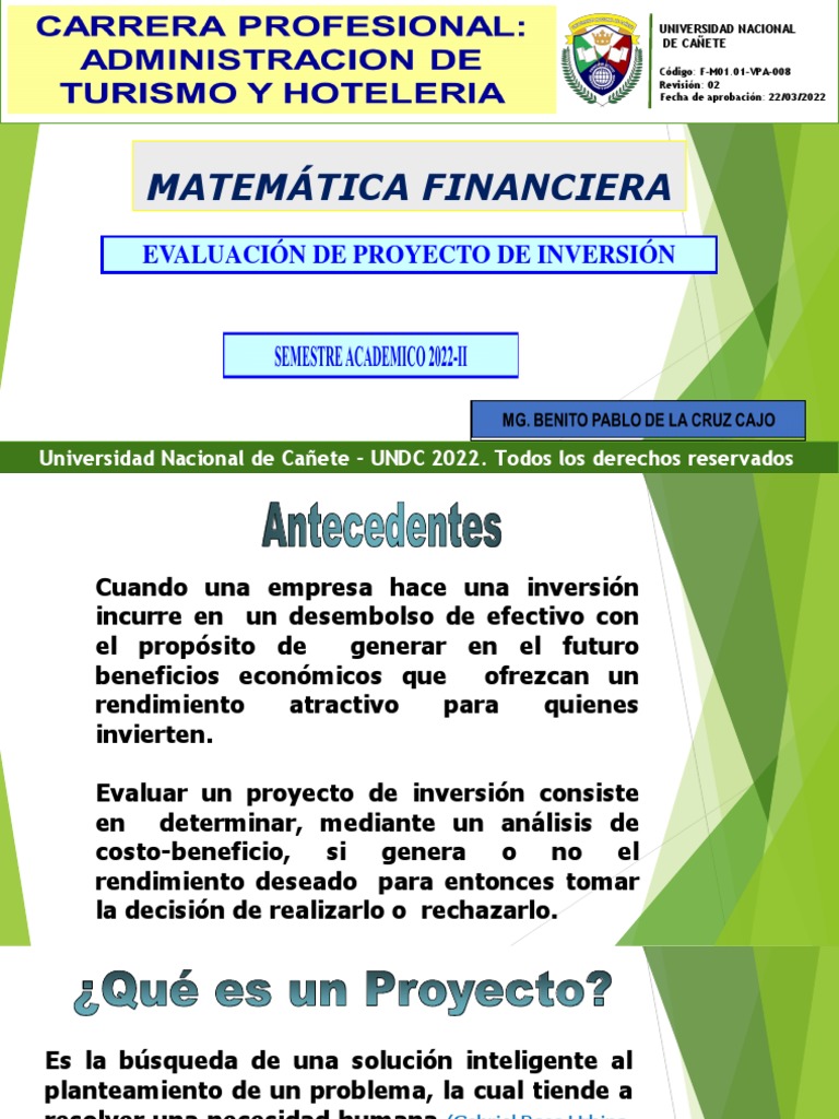 Proyecto de Inversión | PDF | Tasa interna de retorno | Economía Financiera