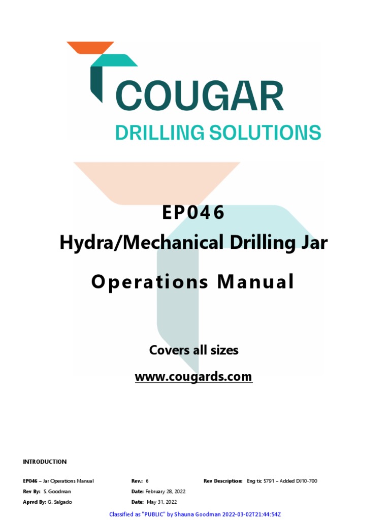 EP046 - Jar Operational Manual - 6 | PDF | Force | Drilling