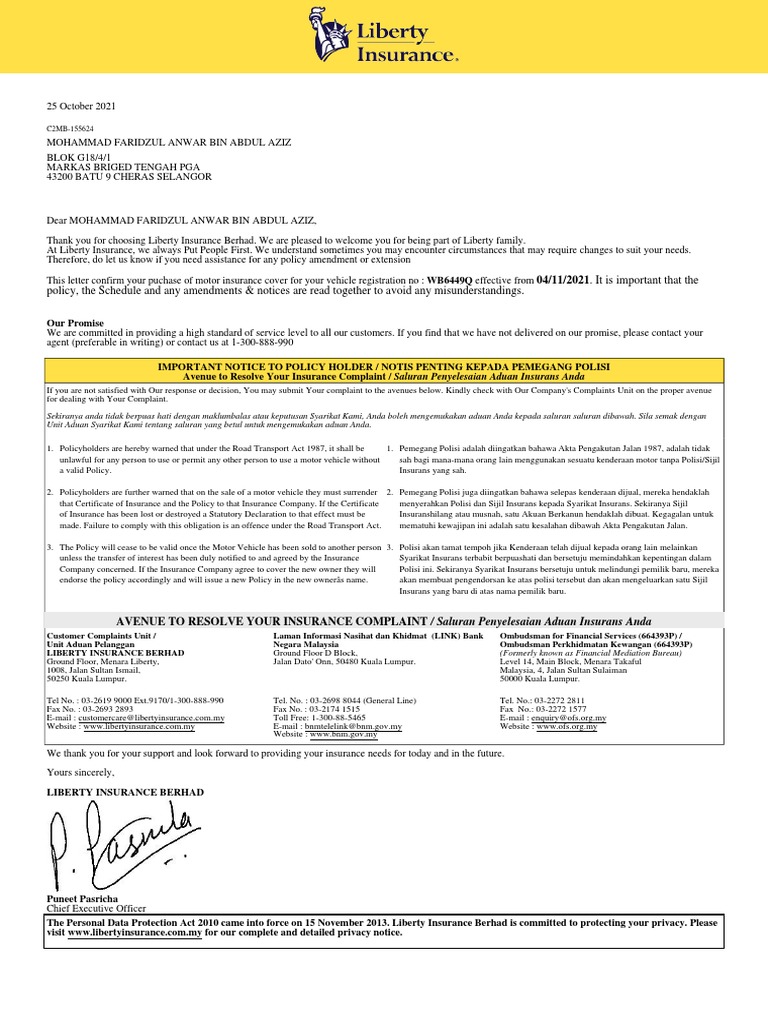 Cover note c4d232c pdf insurance vehicle insurance