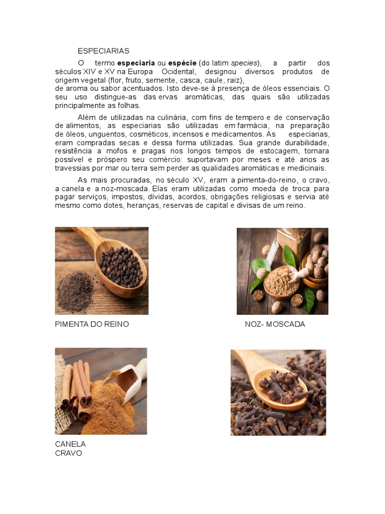 Especiarias e Navegação no Século XV | PDF | Ciências Sociais | Casa e ...
