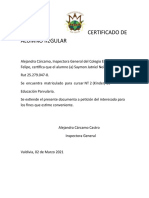 CERTIFICADO Alumno Regular Kinder 1