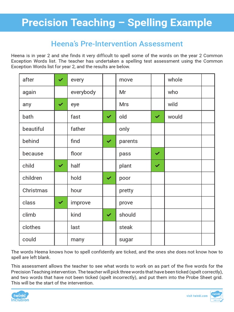 Precision teaching spelling example pdf cognition learning