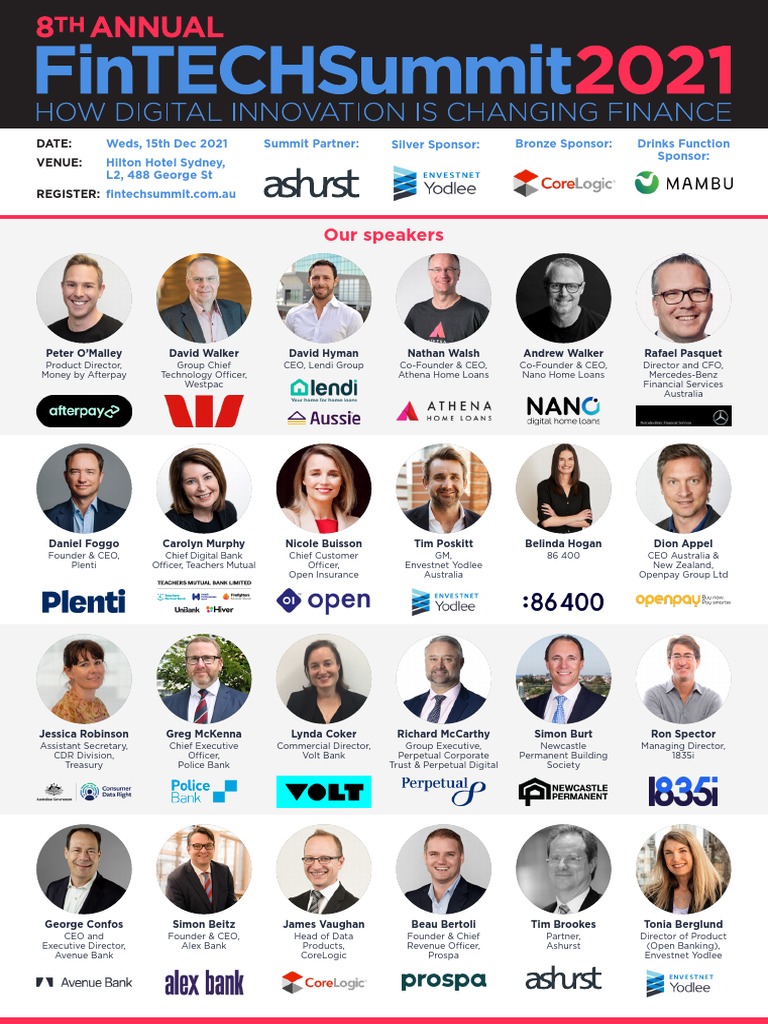 FinTech Summit 2021 Agenda Overview | PDF | Banks | Chief Executive Officer