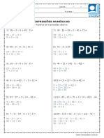 Atividade de Matematica Expressoes Numericas 5 Ano e 6 Ano