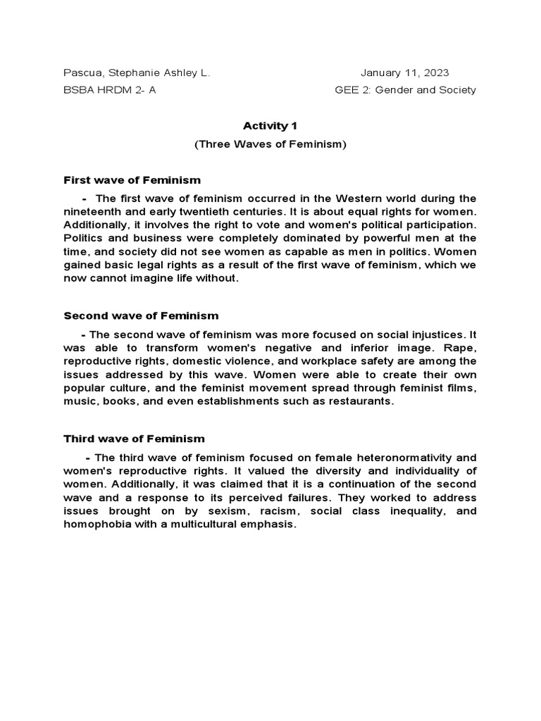 Overview of the Three Waves of Feminism | PDF | Social Science | History