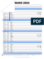 Calendrier MARS 2024