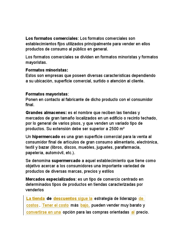 Los Formatos Comerciales ML | PDF | Finanzas y dinero