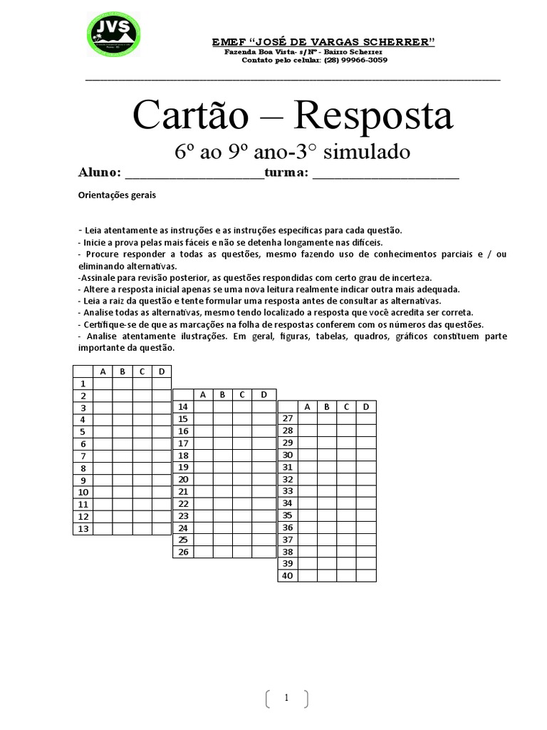 Cartao Resposta | PDF