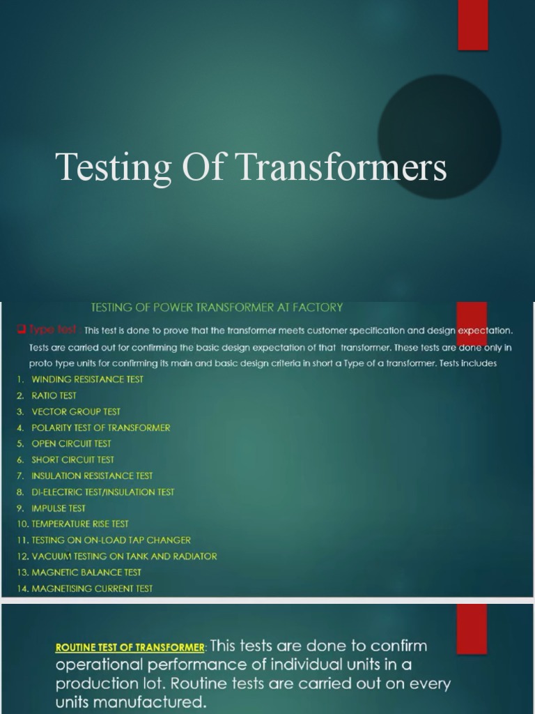 Transformer Testing PDF