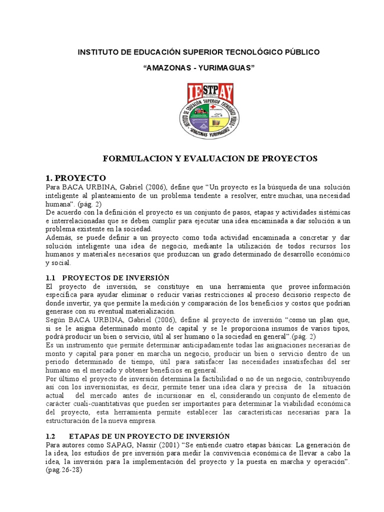 Separata Proyecto de Inversion | PDF | Tasa interna de retorno ...