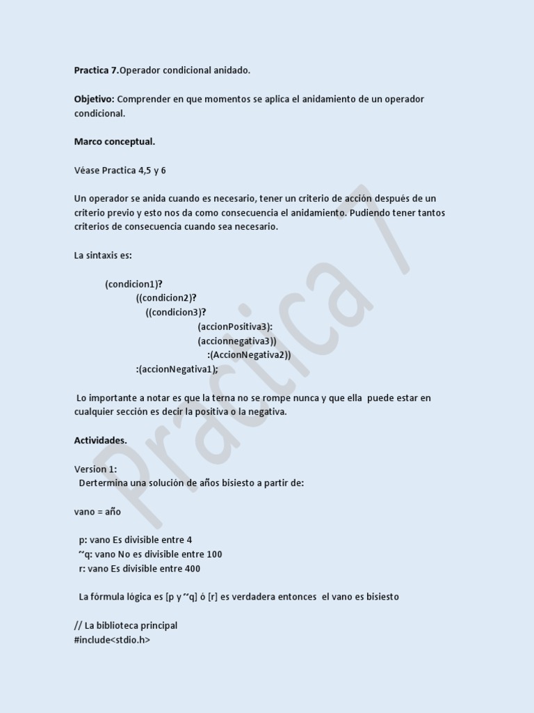 Operador condicional anidado pdf programaci n de computadoras l gica
