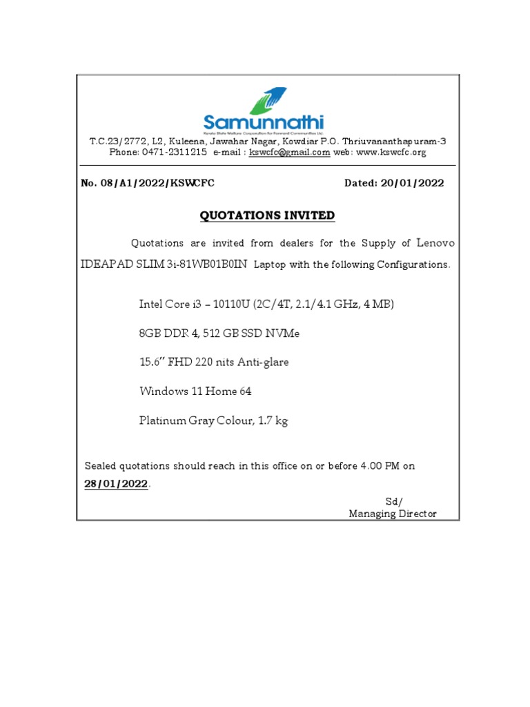 21 01 Laptop Quotation PDF