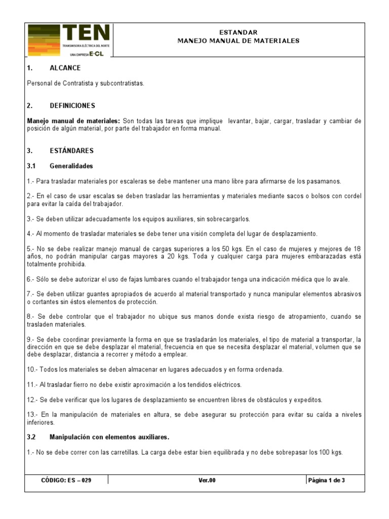 Guía de Manejo Manual de Materiales | PDF | Máquina elevadora