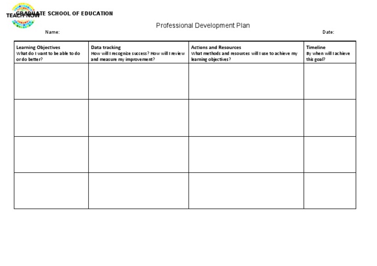 Professional Development Plan Template PDF