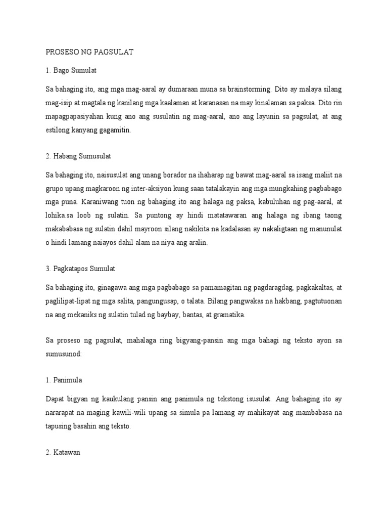 PROSESO NG PAGSULAT | PDF