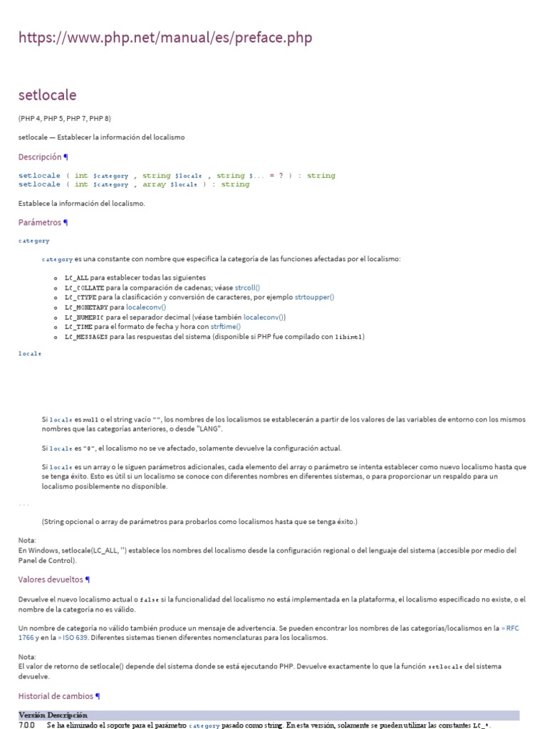 Guía de setlocale en PHP | PDF | Php | Hilo (Computación)