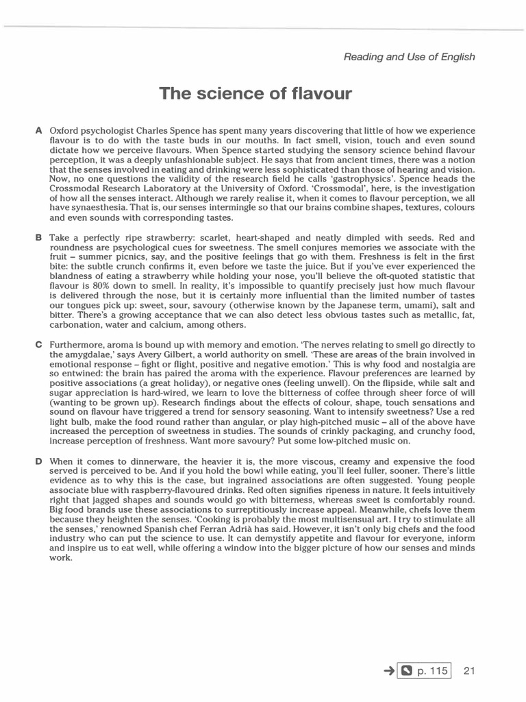 C1 Cambridge Advanced Part 8 2z2 | PDF | Taste | Perception