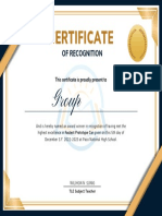 PTA Certificate Blue Gold