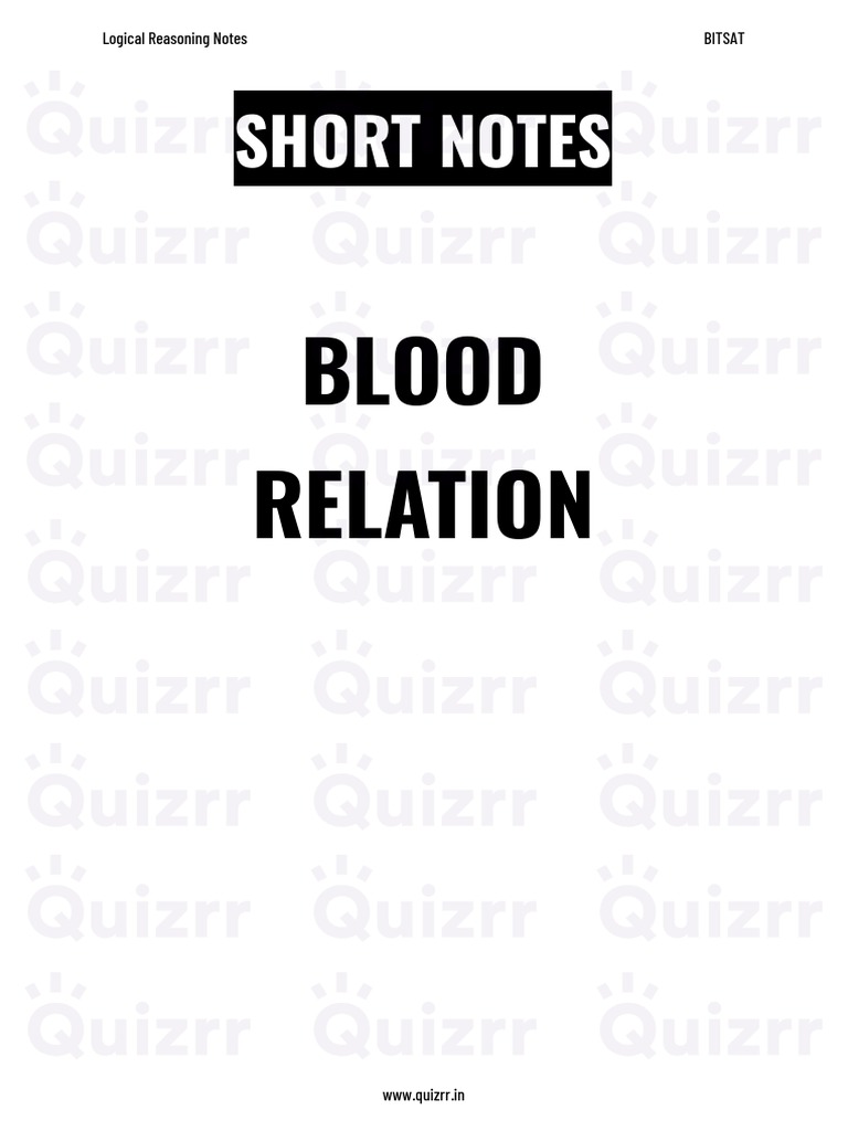 Blood Relation Logical Reasoning Notes | PDF | Social Institutions