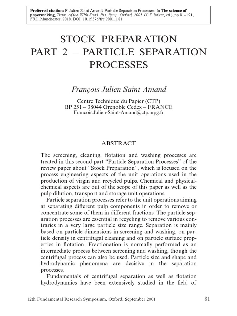 Stock Preparation Part 2 2001 1 81 Pdf Materials Physical Sciences