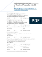 Test Bank For Theories of Personality 10th Edition Schultz