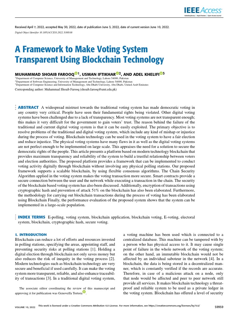 A Framework To Make Voting System Transparent Using Blockchain ...