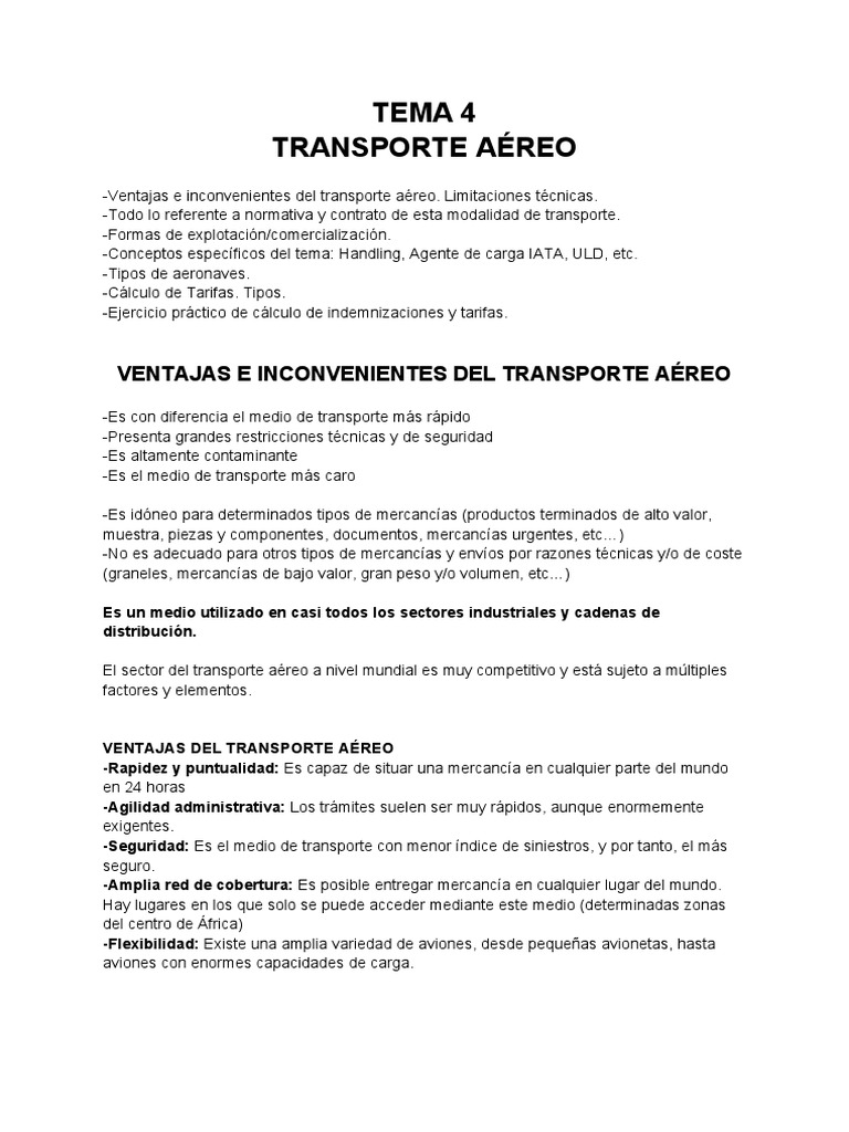 TEMA 4 Transporte Aereo PDF Aeropuerto