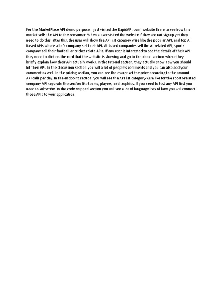 Overview of RapidAPI Marketplace Features | PDF