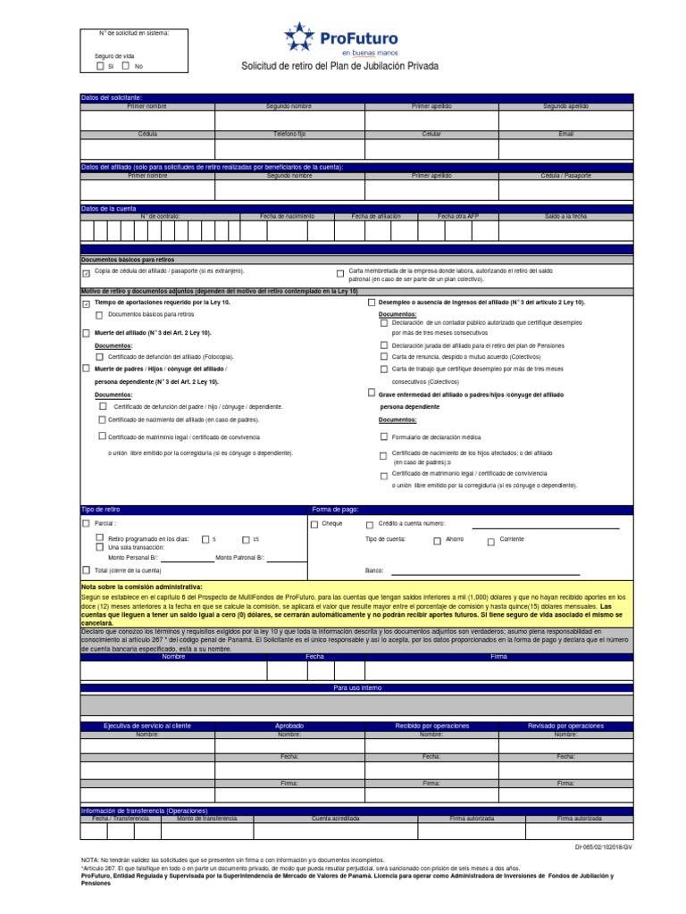 Solicitud de Retiro | PDF | Bancos | Pensión