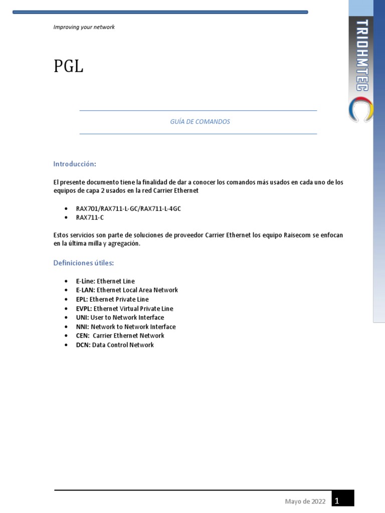 Triohm PGL Raisecom Comandos 0522 | PDF | Protocolos de comunicaciones ...