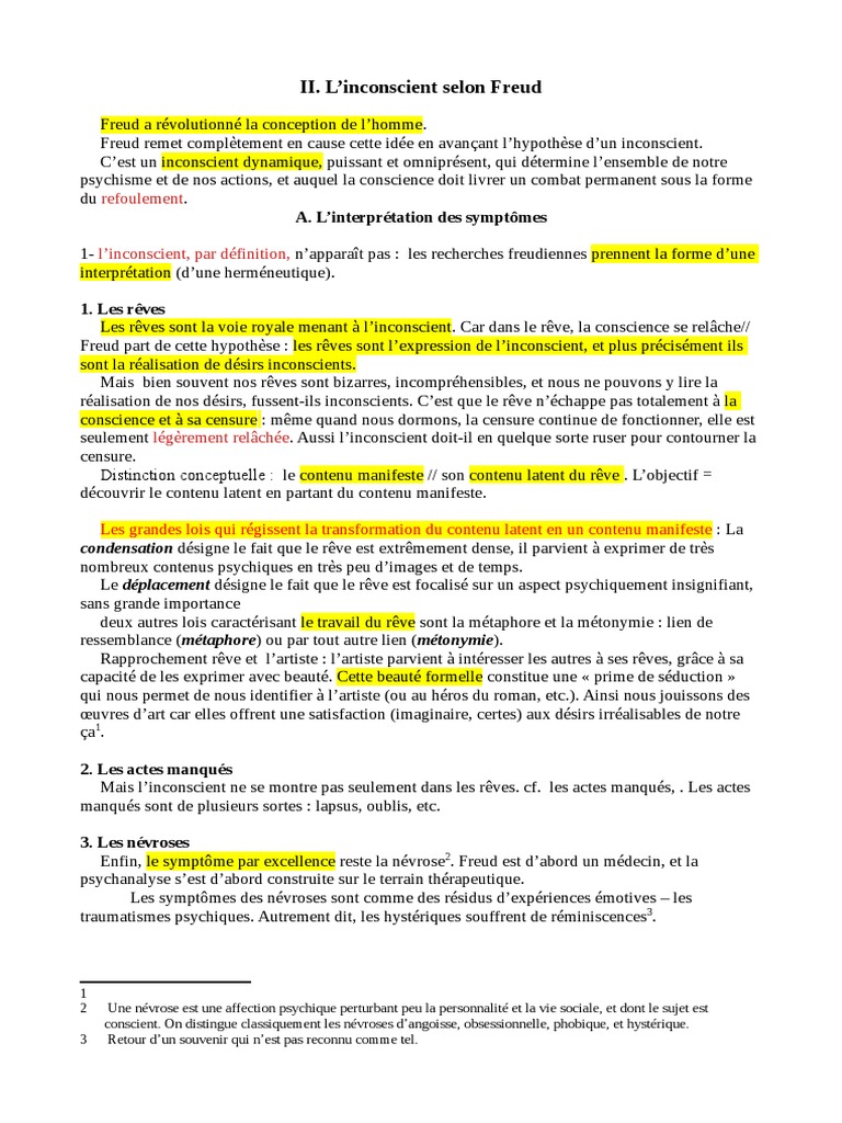 Inconscient Freud | PDF | Inconscient | Névrose