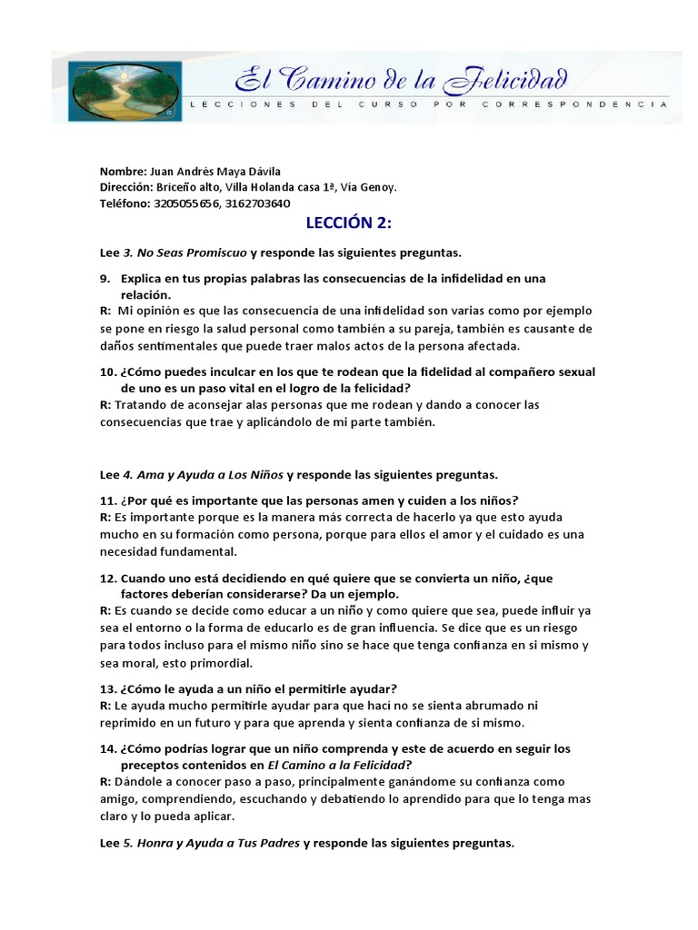Juan Andrés: Camino a la Felicidad | PDF | Felicidad | Infidelidad