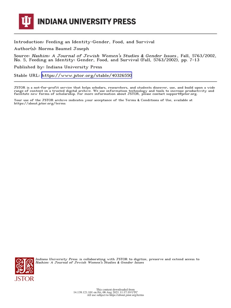 Feeding An Identity - Gender, Food, and Survival | PDF | Gender ...