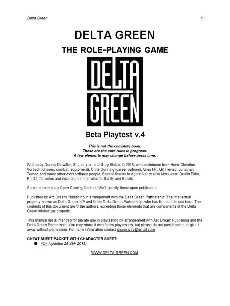 Delta Green : THE Role Playing Game | PDF