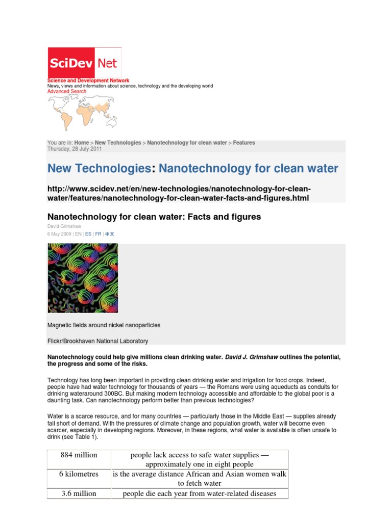 Nanotechnology for Clean Water Solutions | PDF | Nanotechnology | Membrane