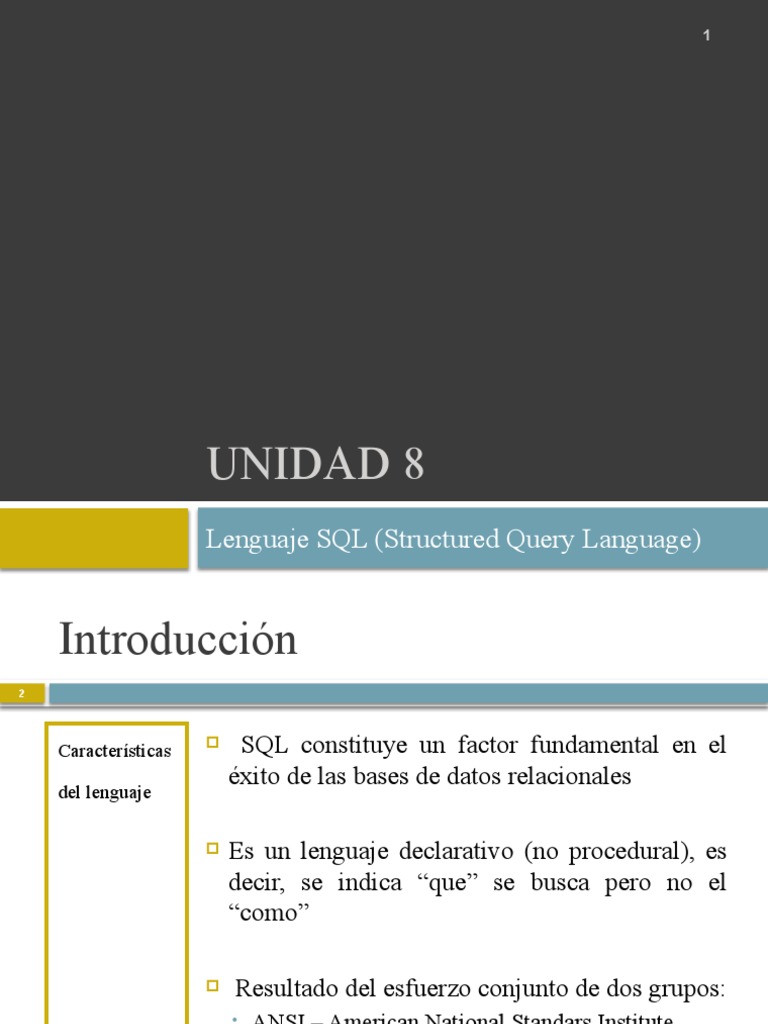 Unidad 8: Lenguaje SQL (Structured Query Language) | PDF | SQL ...