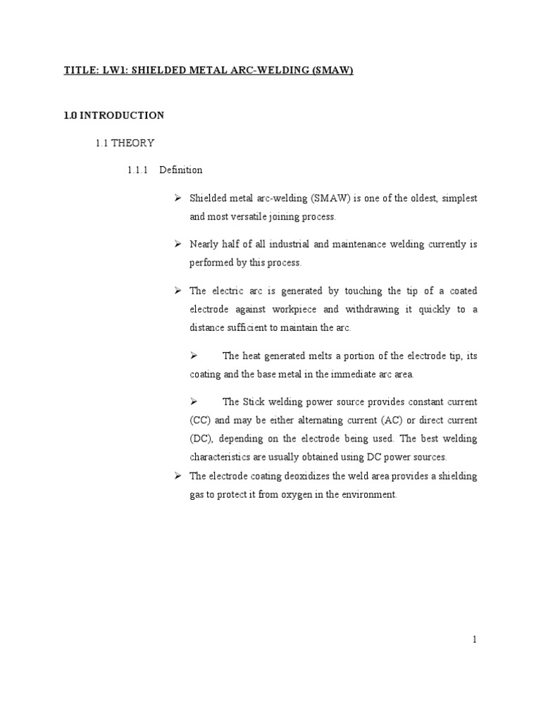 Lab Report Welding (SMAW) Fiza PDF Welding Construction