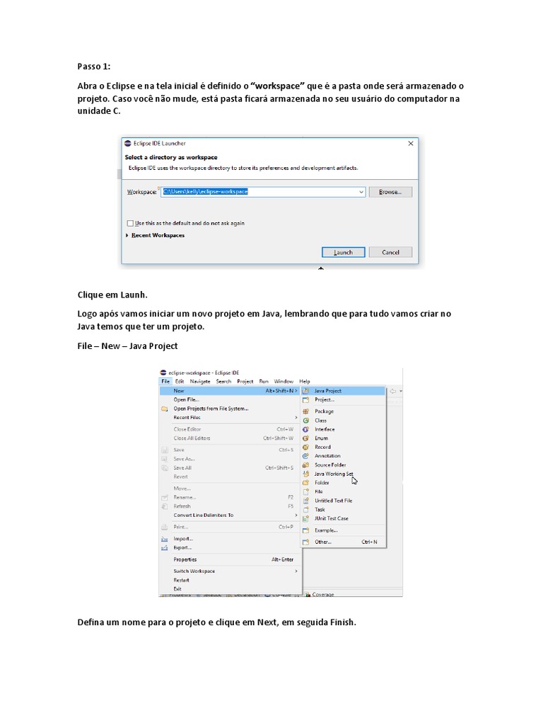 Iniciando Projetos Java no Eclipse | PDF